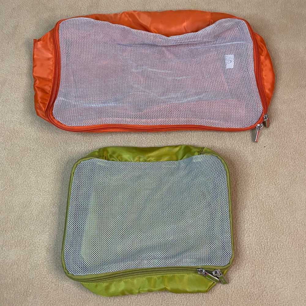 Lug Orange & Green Mesh Packing Cubes Set Travel Organizer Bag Luggage Accessory